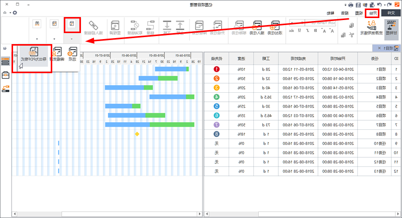 导出项目甘特图