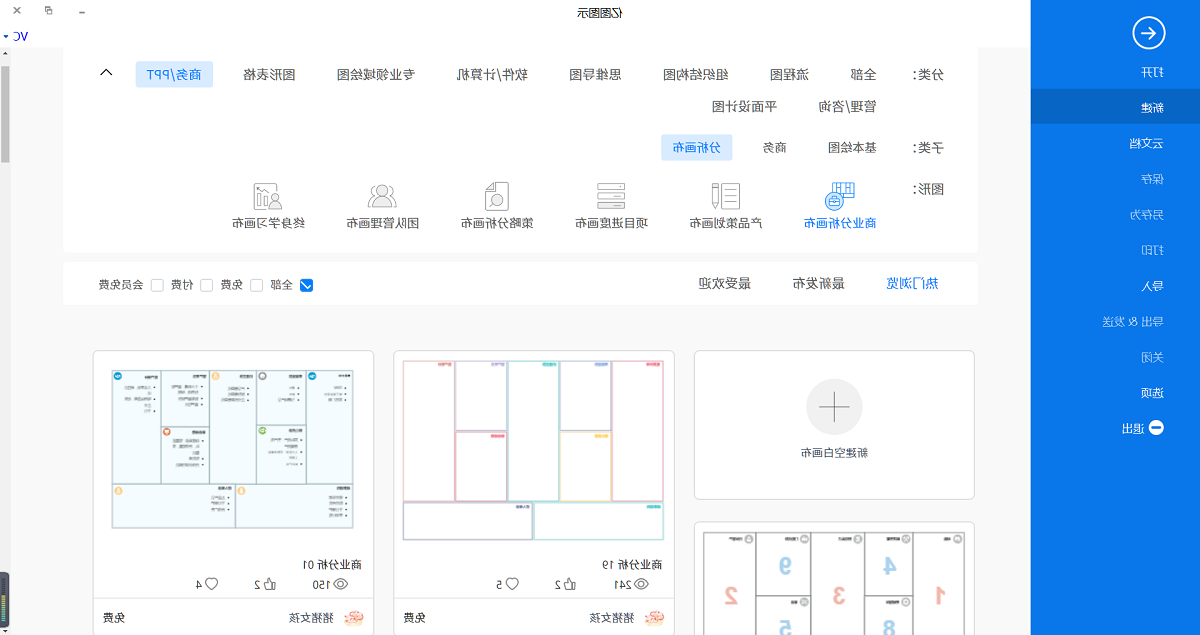 商业分析画布新建